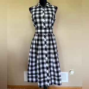 Talbots Black and White Sleeveless Midi Dress